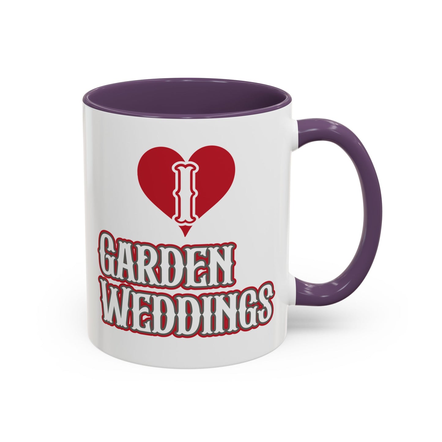I Love Garden Weddings Accent Coffee Mug — Floral Outdoor Wedding Scene (11/15 oz)