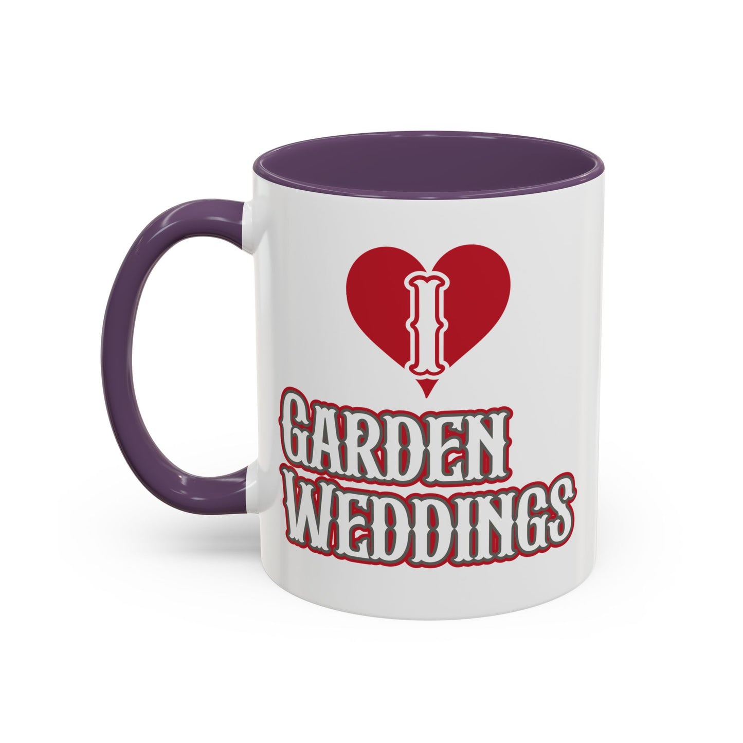 I Love Garden Weddings Accent Coffee Mug — Floral Outdoor Wedding Scene (11/15 oz)
