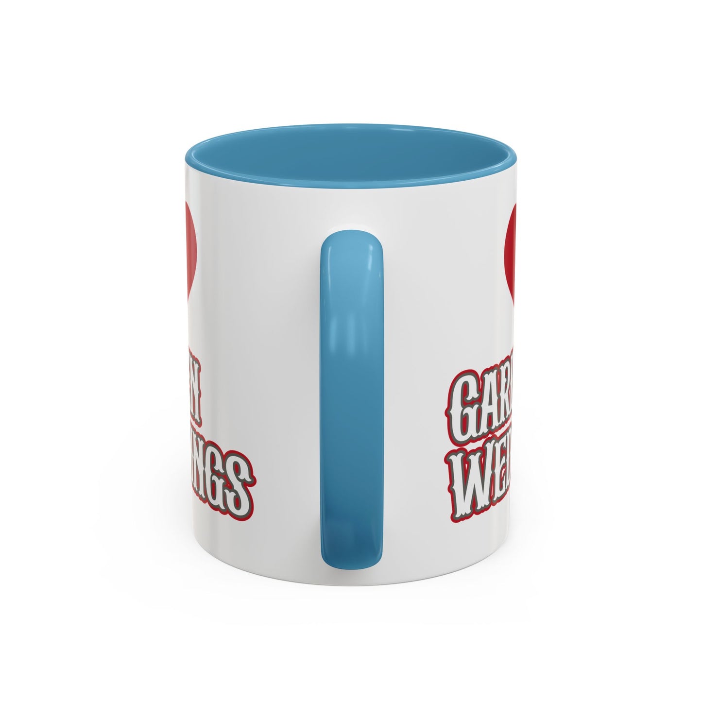 I Love Garden Weddings Accent Coffee Mug — Floral Outdoor Wedding Scene (11/15 oz)