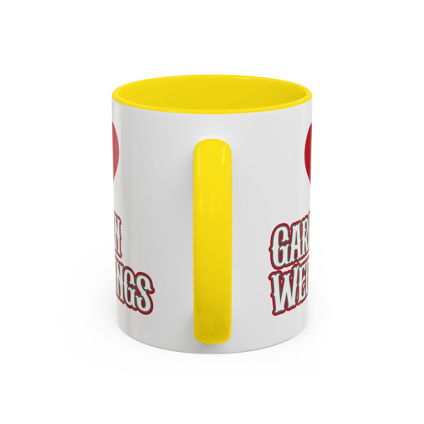I Love Garden Weddings Accent Coffee Mug — Floral Outdoor Wedding Scene (11/15 oz)