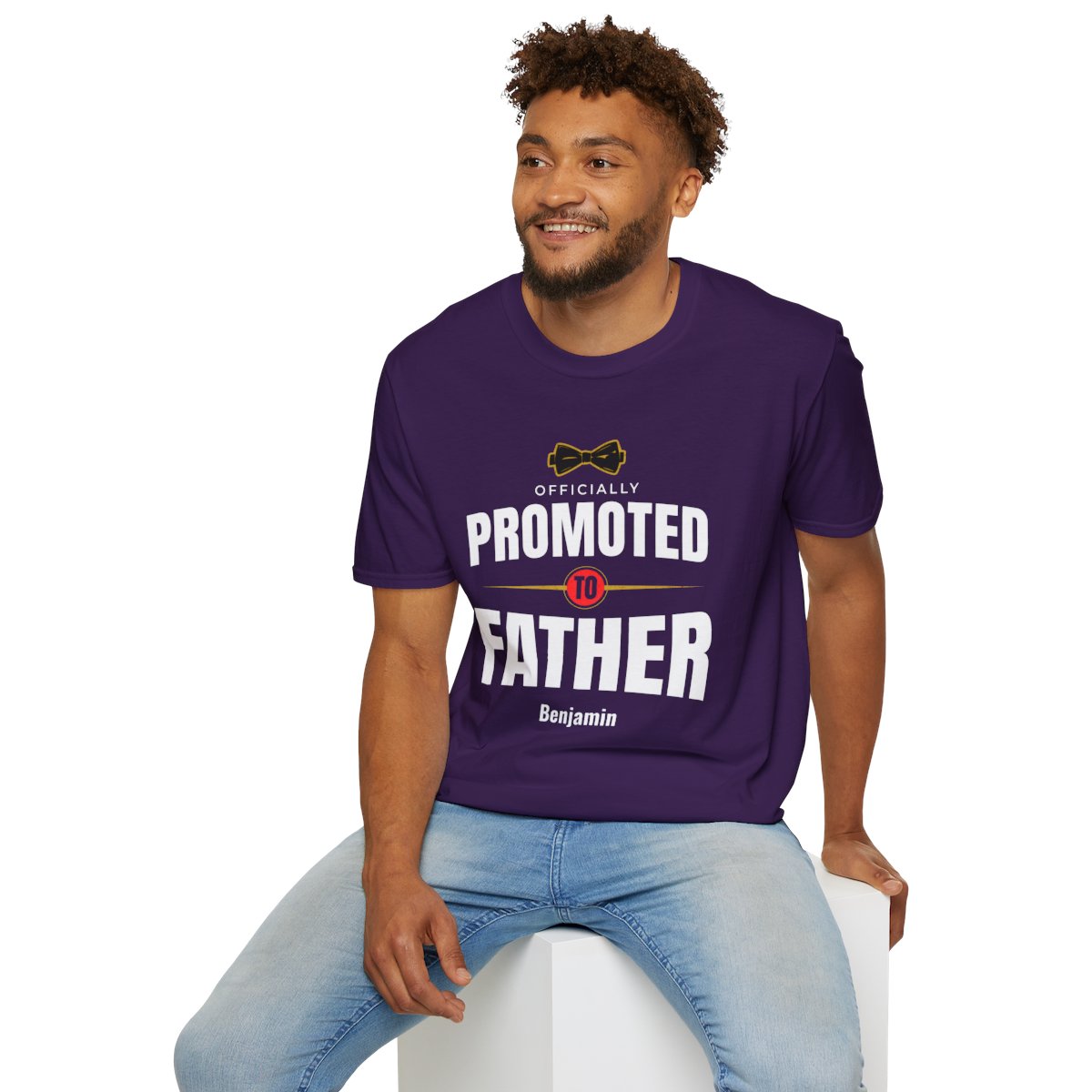 Father's Day Birthday — Bowtie Officially Promoted to Father Personalized Softstyle T-Shirt