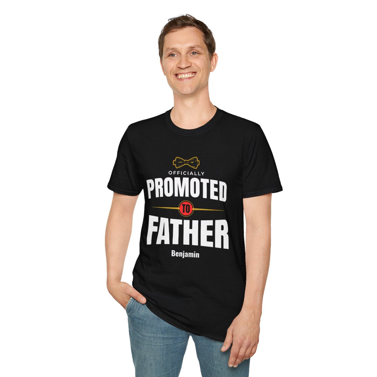 Father's Day Birthday — Bowtie Officially Promoted to Father Personalized Softstyle T-Shirt