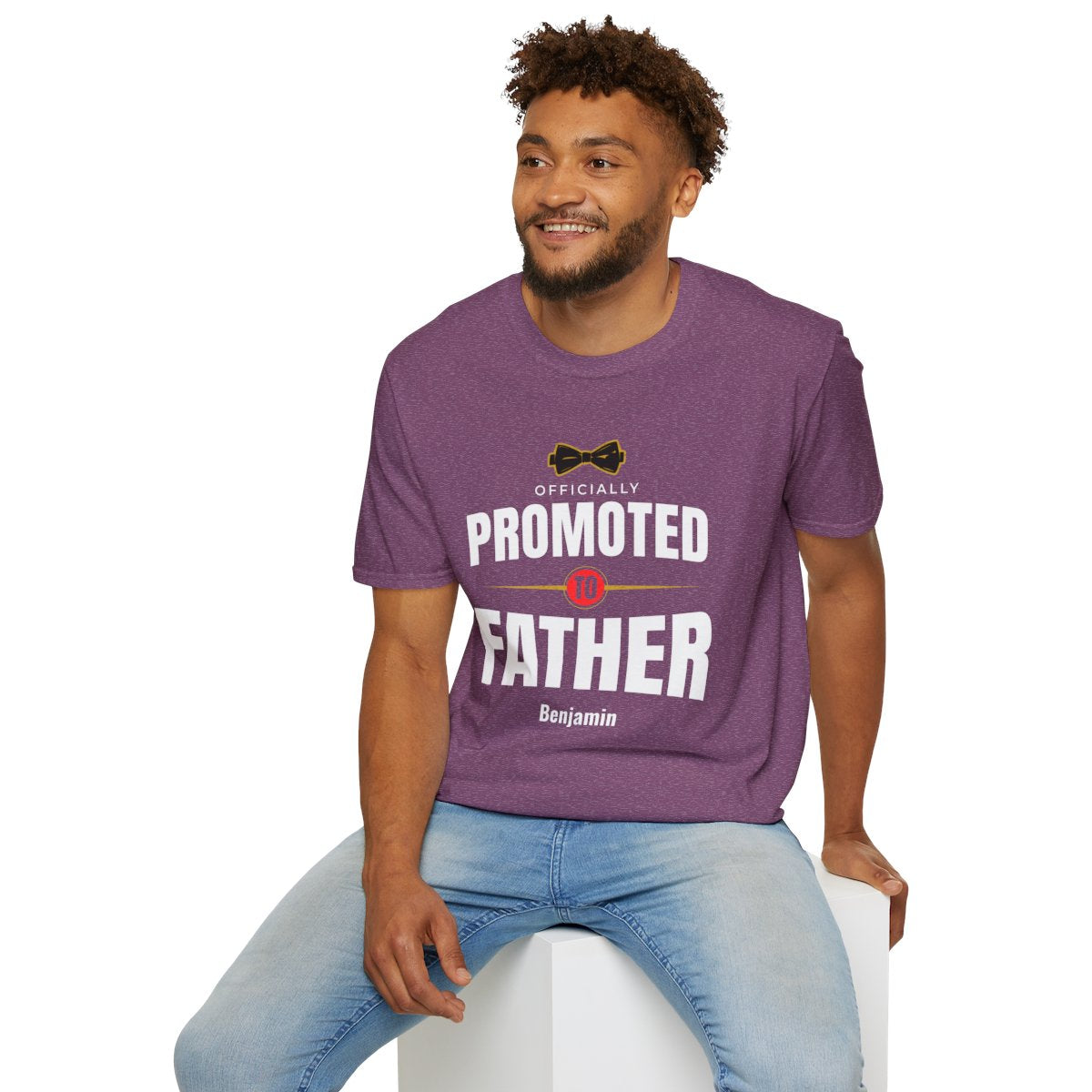 Father's Day Birthday — Bowtie Officially Promoted to Father Personalized Softstyle T-Shirt